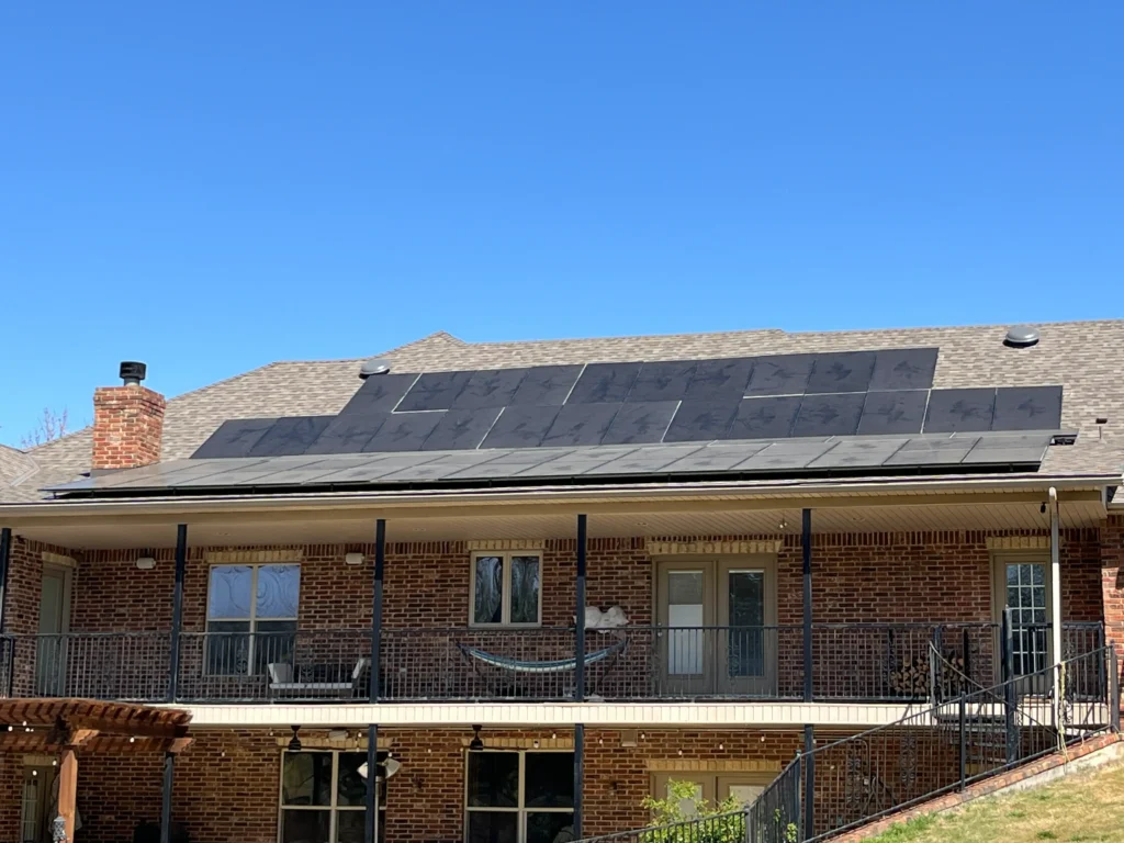 back view of a home with new solar panels installed