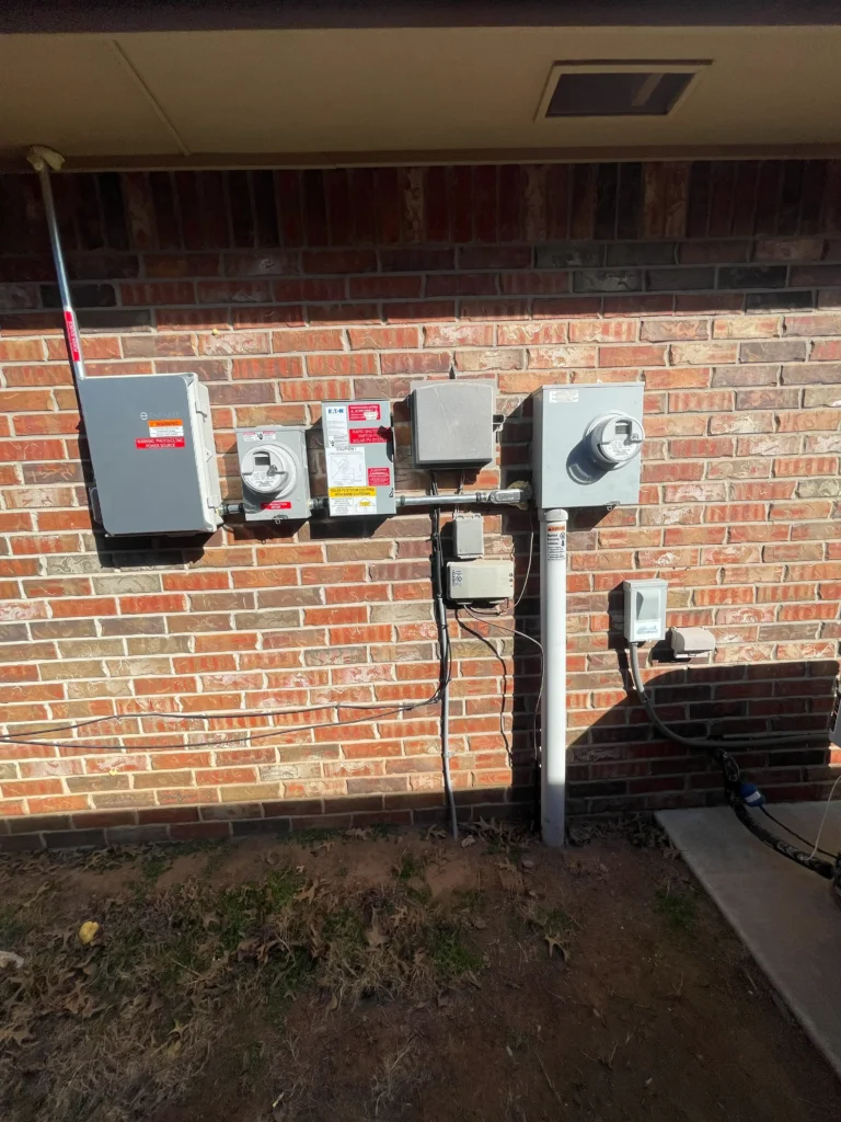 back of house power wall area showing the new addition of the solar box.
